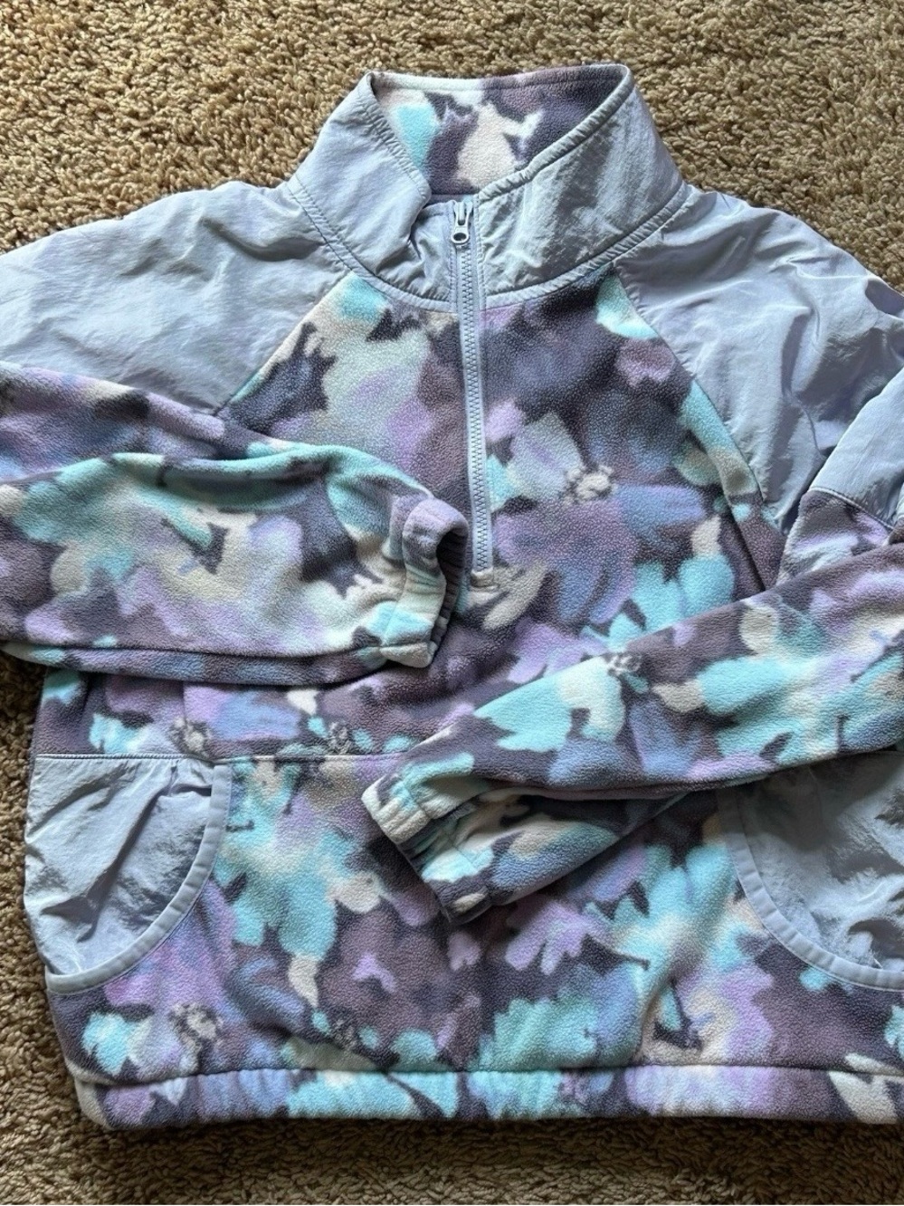 Oshkosh B'gosh Girls 10 Floral Fleece 1/2 Zip Pullover Purple Cozy Chilly School